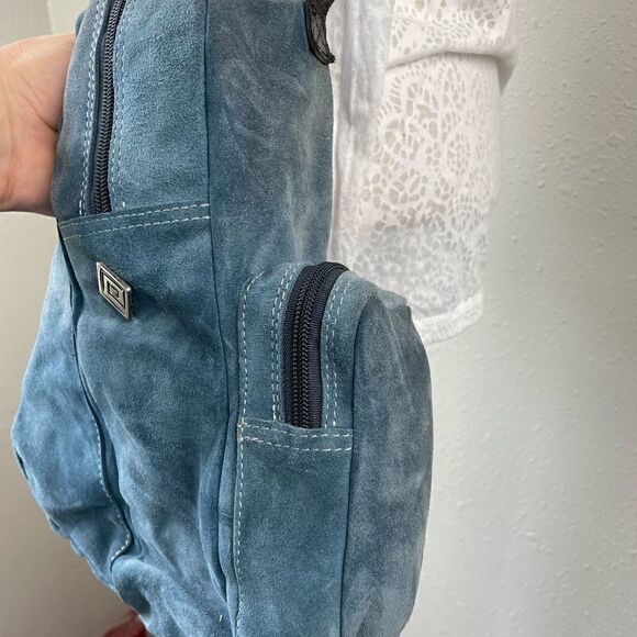 NWT Prago Blue Leather Crossbody Bag - Picture 5 of 7